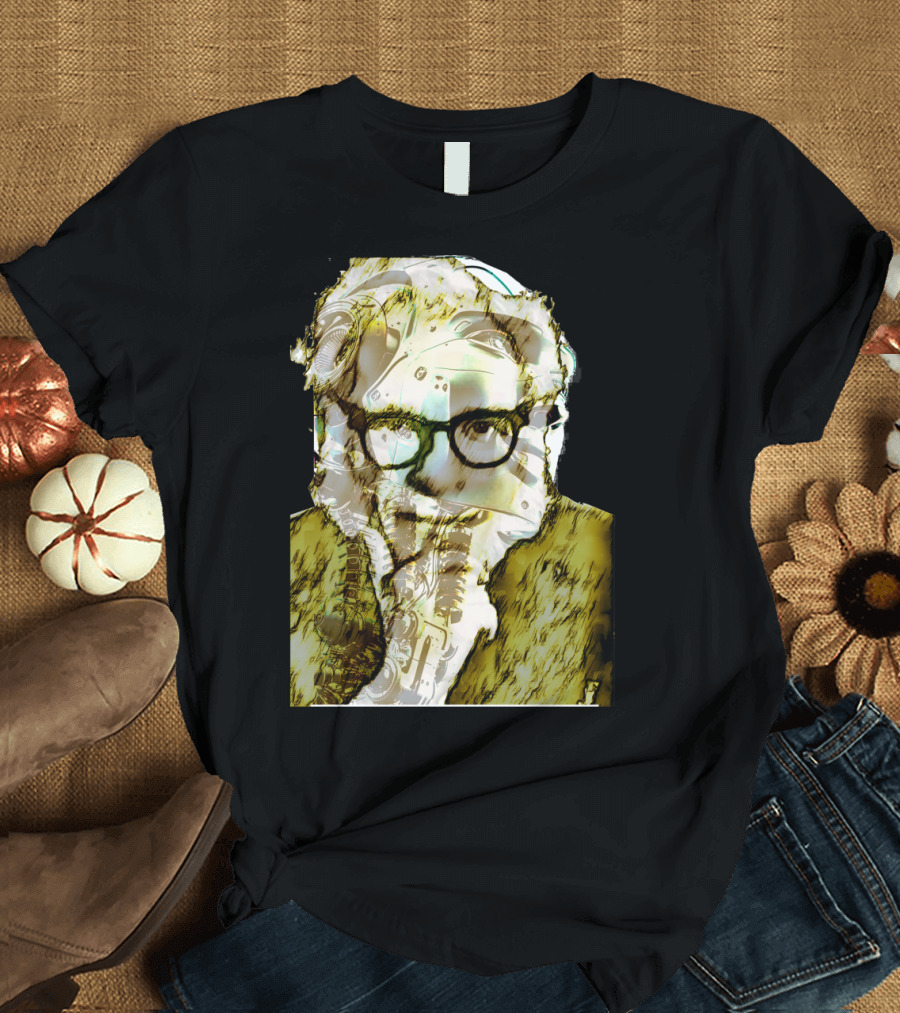 Mechanical Thinker with Robot Elements Overlay T-Shirt