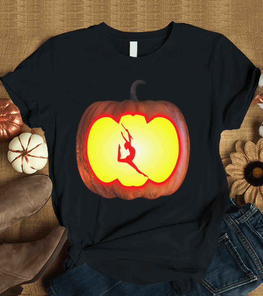 Baton Twirling Dancer Silhouette Halloween Pumpkin T-Shirt