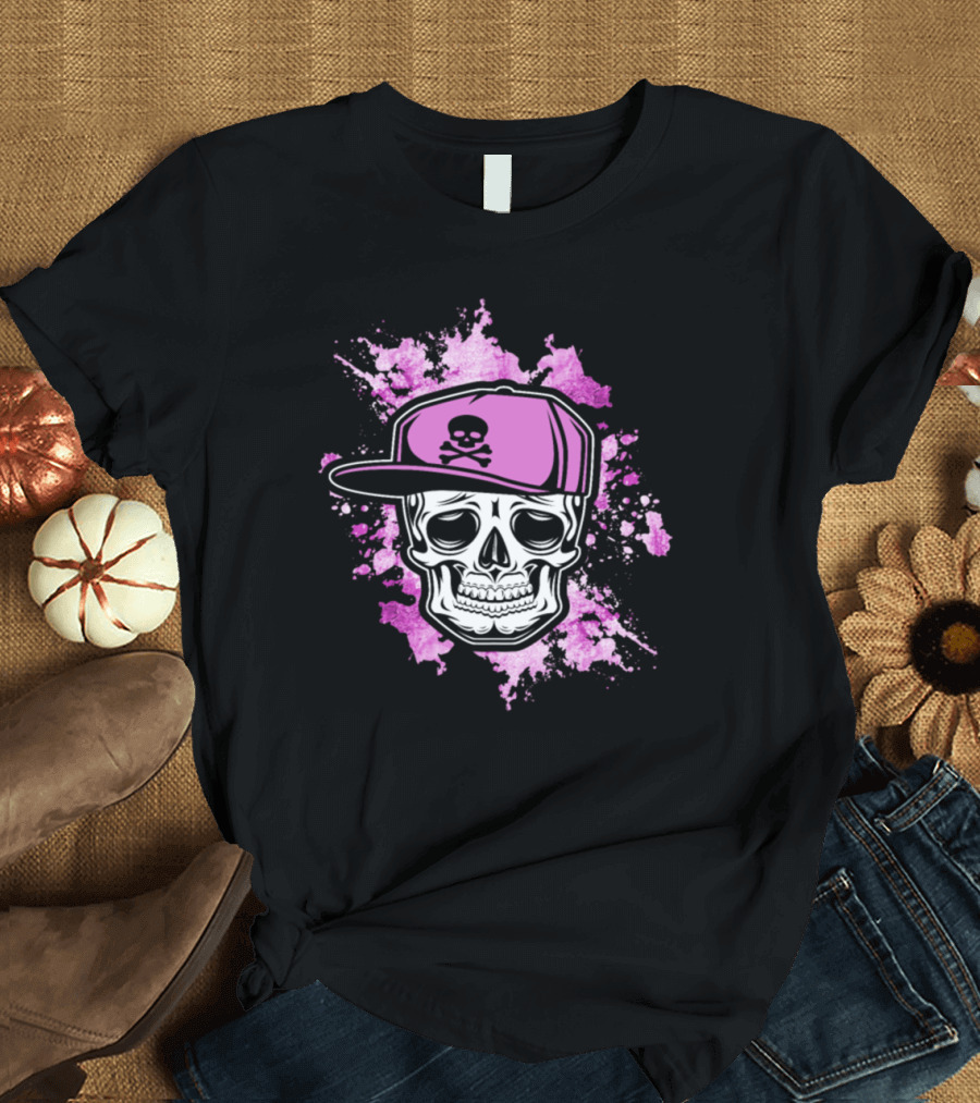Skull Girl Basecap Pink Skeleton Old School Graffiti T-Shirt