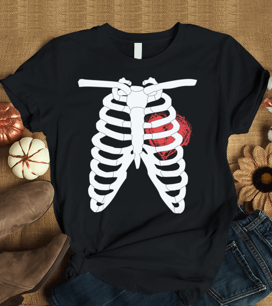 Rib Cage Skeleton Big Heart T-Shirt