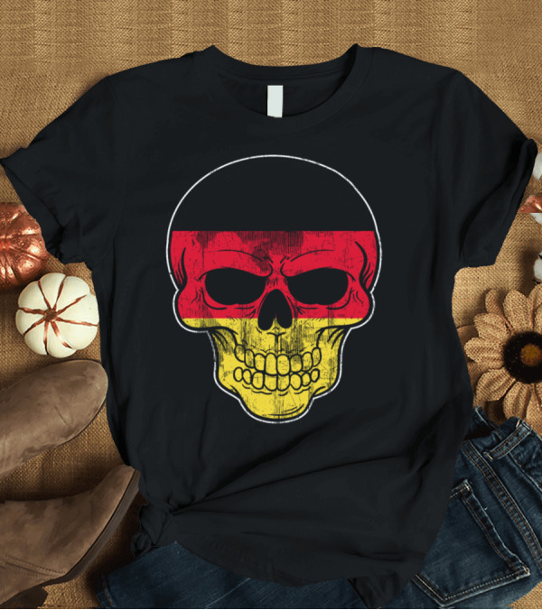 T-Shirt: Skeleton Skull with Red Black Yellow Germany Colors T-Shirt Skeleton Skull with Red Black Yellow Germany Colors T-Shirt