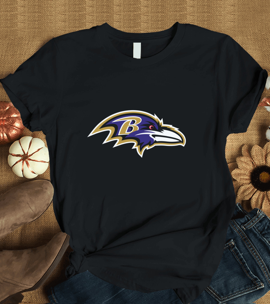 Baltimore Ravens Black and Purple Iconic B Football Team Emblem T-Shirt