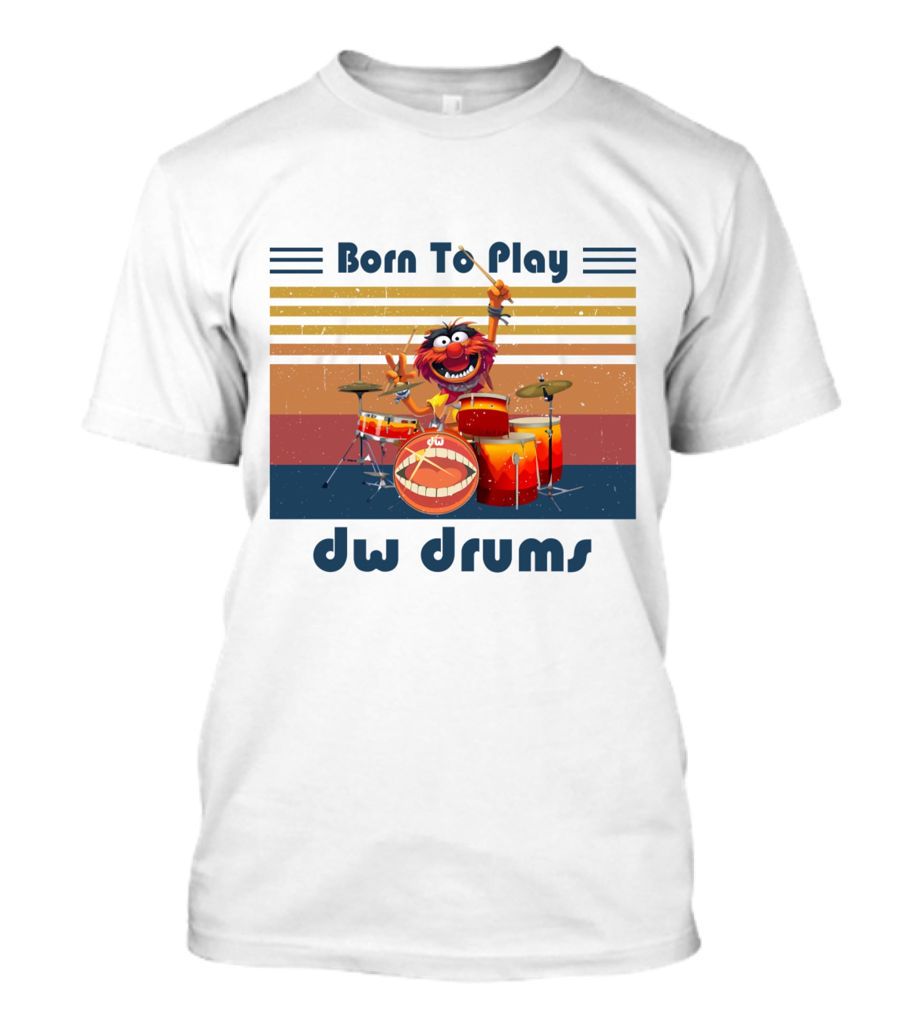 Born To Play DW Drums With Animal Character T-Shirt