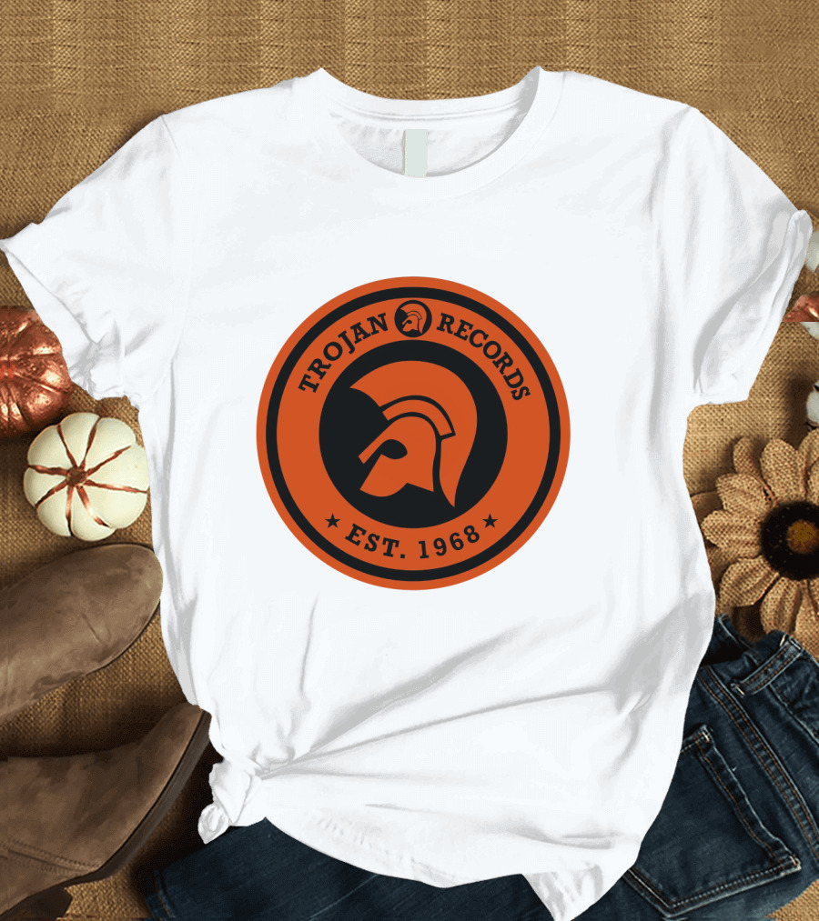 TROJAN RECORDS EST. 1968 Iconic Helmet Logo Emblem T-Shirt