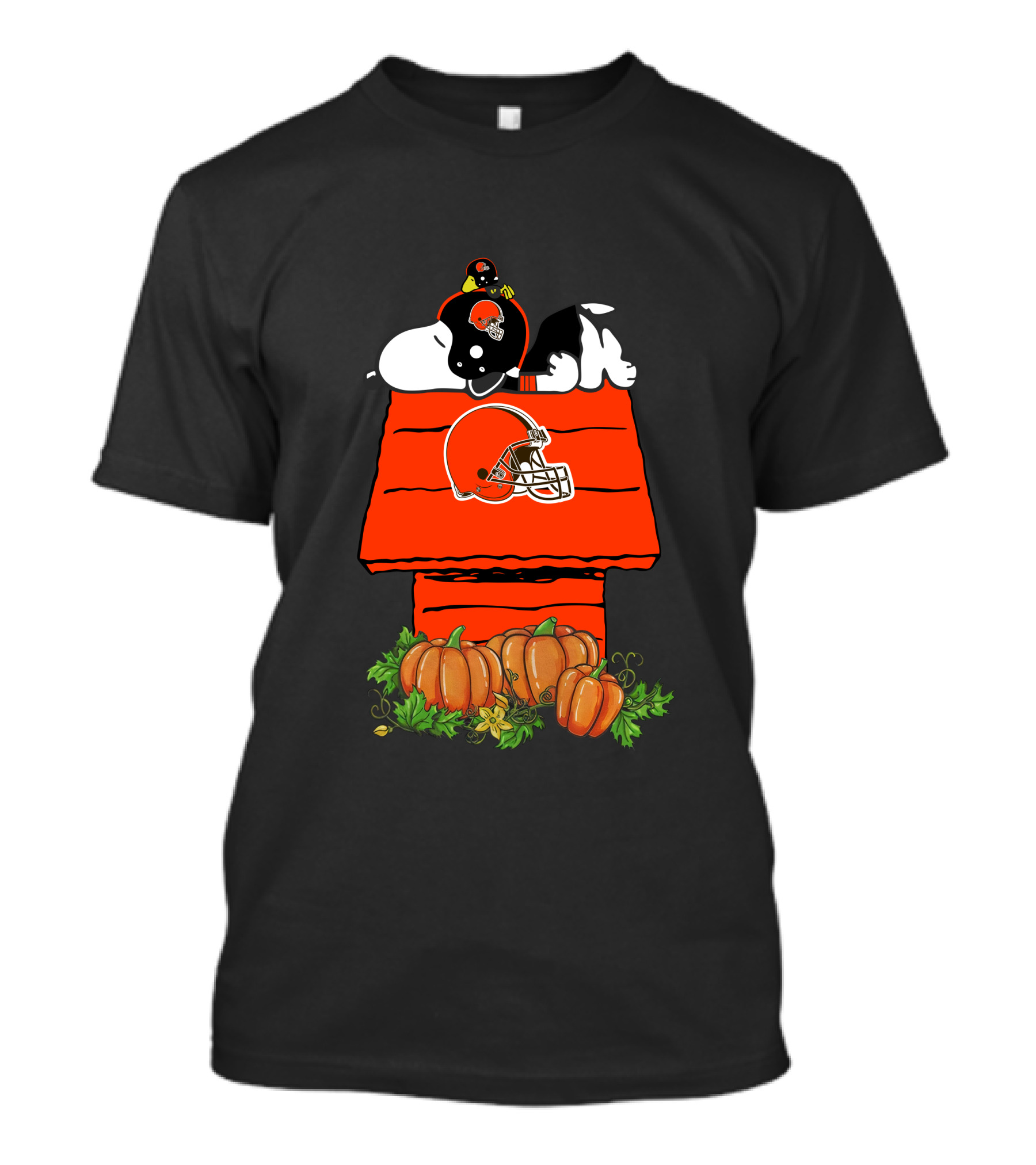 Cleveland Browns Snoopy Pumpkin Halloween Football Doghouse T-Shirt
