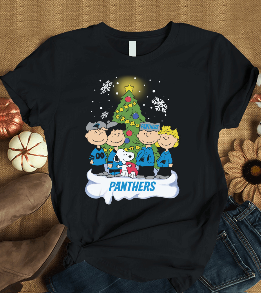 Panthers Snoopy Christmas Peanuts Characters T-Shirt