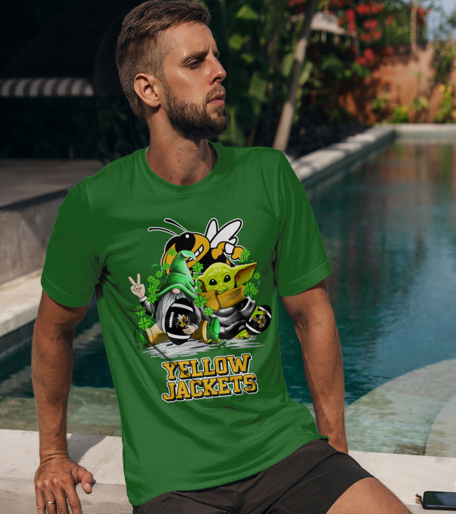 Georgia Tech Yellow Jackets St. Patrick’s Day Football Gnome And Green Baby Character T-Shirt