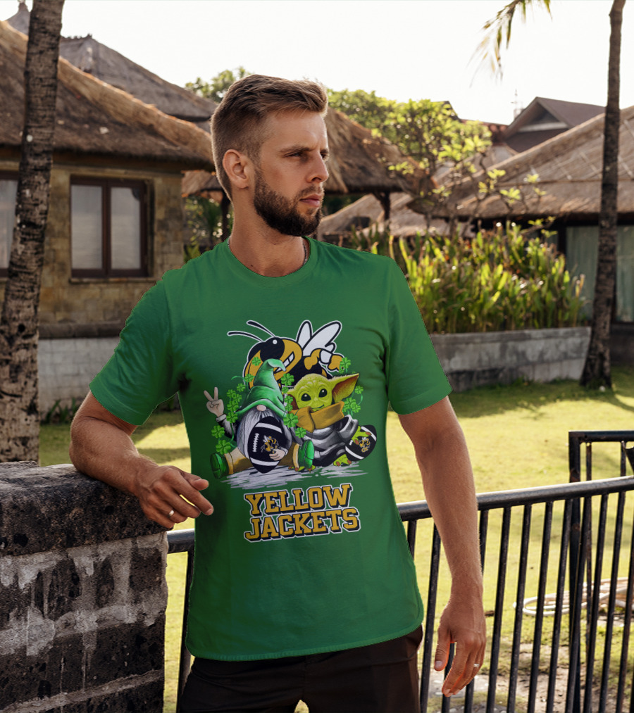 Georgia Tech Yellow Jackets St. Patrick’s Day Football Gnome And Green Baby Character T-Shirt