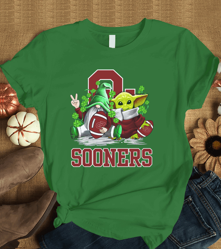 Oklahoma Sooners St. Patrick's Day Football Gnome and Alien T-Shirt