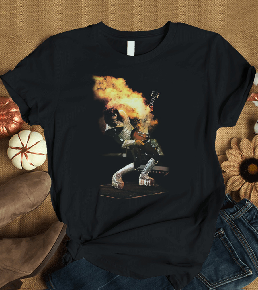 AF Live2 Spaceman Rock Guitar Flames T-Shirt