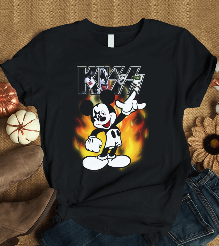 KISS Mickey Mouse Fire T-Shirt