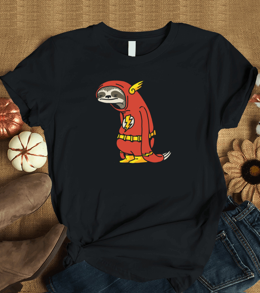 Slow Sloth Flash Costume with Lightning Bolt Emblem T-Shirt