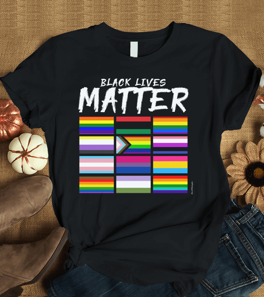 Black Lives Matter Pride Flags Inclusion and Diversity T-Shirt