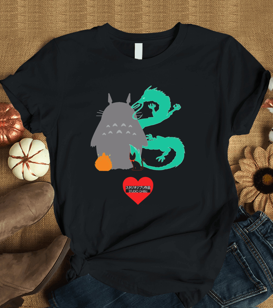 Studio Ghibli Totoro Dragon Cat Heart T-Shirt