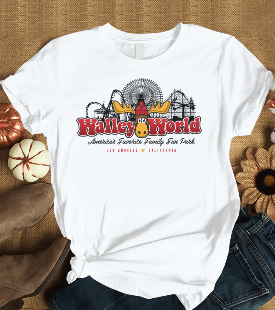 Walley World Los Angeles California Moose Ferris Wheel Roller Coaster T-Shirt