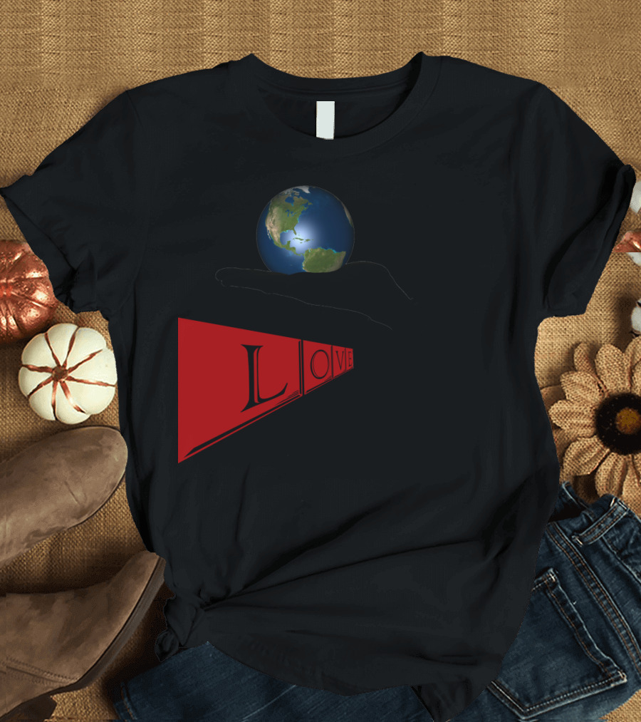 The World In Our Hands Love Earth Balloon Silhouette Shadow T-Shirt