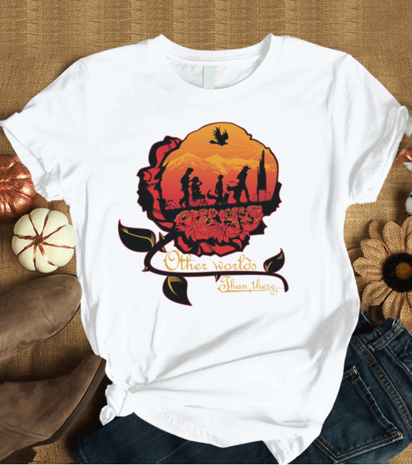 T-Shirt: Other Worlds Than These Silhouette Journey with Roses and Mountains T-Shirt Other Worlds Than These Silhouette Journey with Roses and Mountains T-Shirt