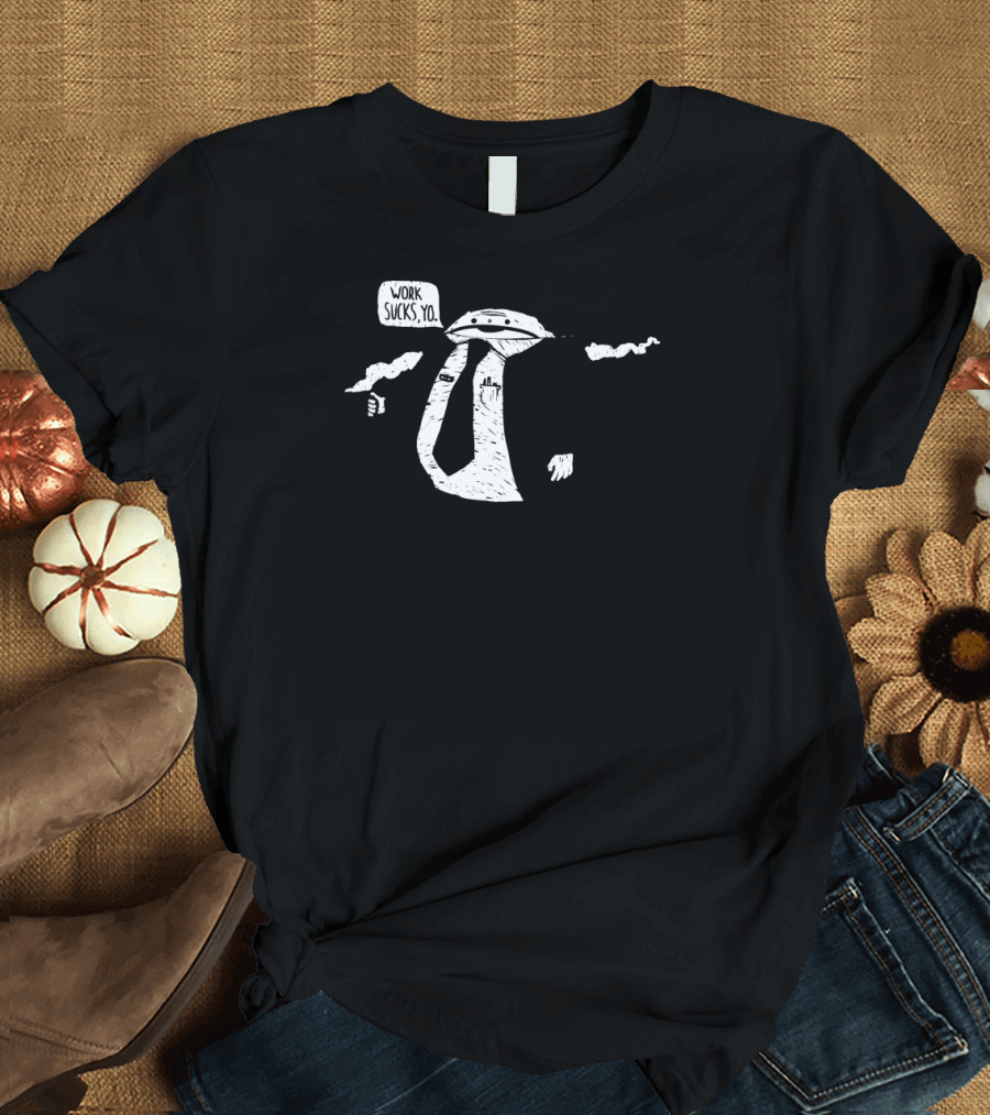 Work Sucks Yo Coffee Smoking Cartoon Businessman T-Shirt