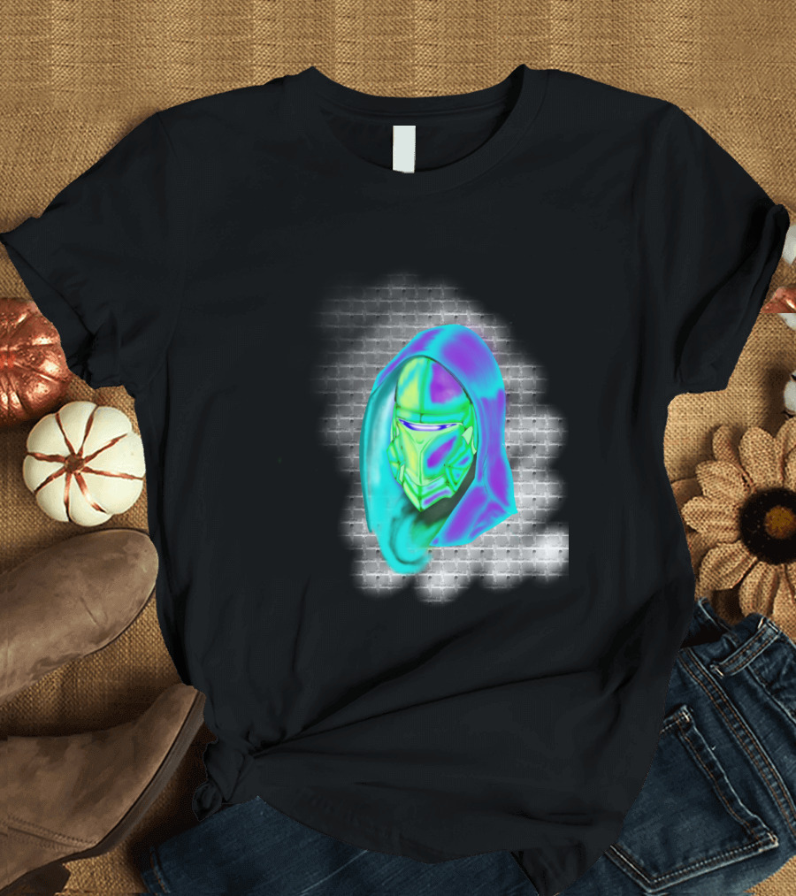 Hunter Class Neon Hooded Mask Against Brick Wall T-Shirt