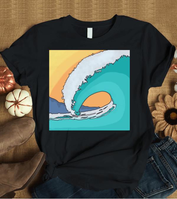 T-Shirt: Vintage Surf Art with Retro Ocean Wave and Sunset T-Shirt Vintage Surf Art with Retro Ocean Wave and Sunset T-Shirt