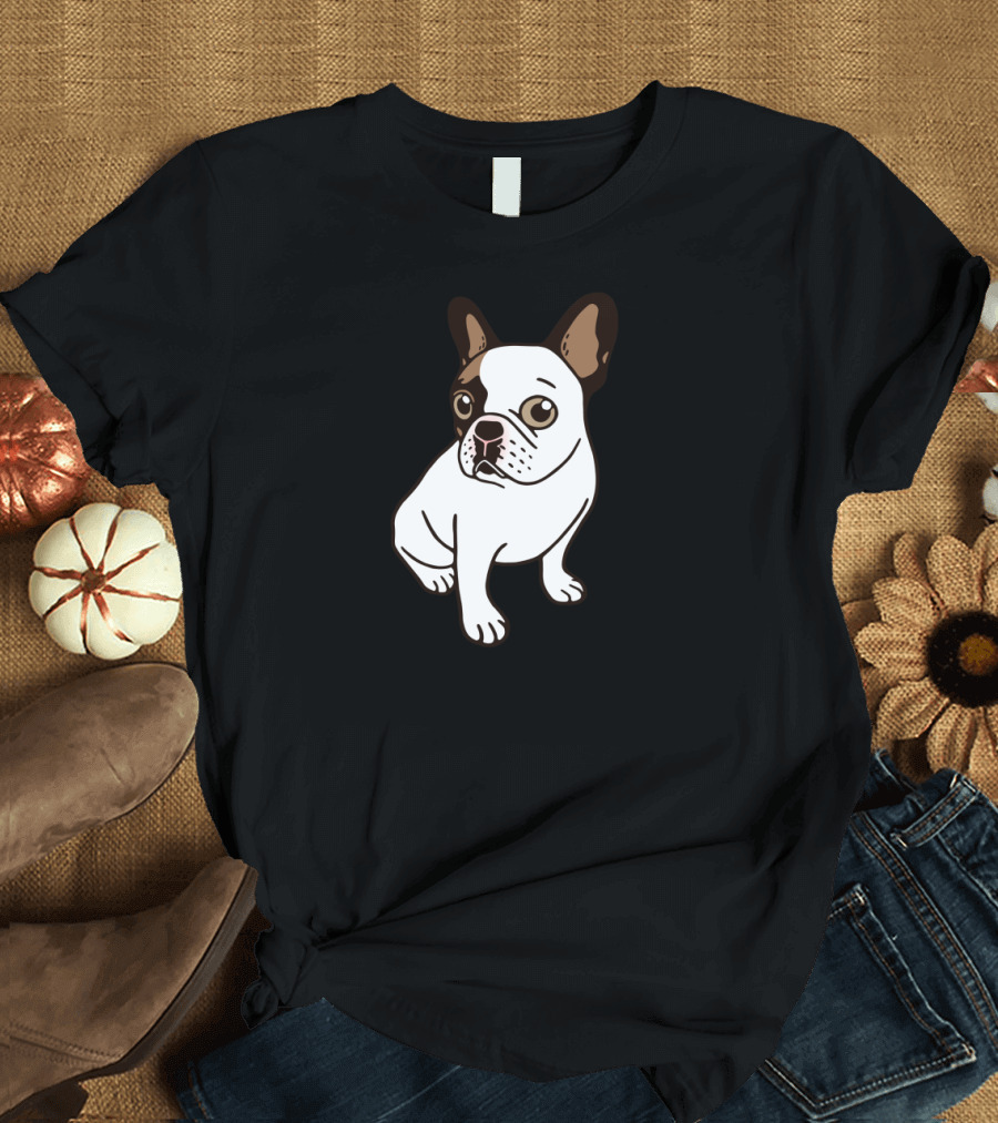 French Bulldog Illustration - Adorable Fawn Pied Frenchie T-Shirt