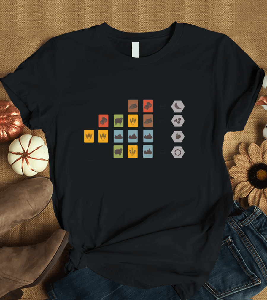 Catan Resource Trade Guide with Visual Tile References T-Shirt