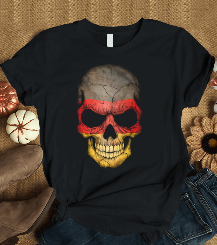 German Flag Skull Crack T-Shirt