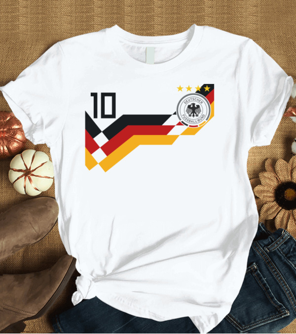 T-Shirt: Germany National Football Team Deutscher Fussball-Bund Emblem with Number 10 and Four Stars T-Shirt Germany National Football Team Deutscher Fussball-Bund Emblem with Number 10 and Four Stars T-Shirt