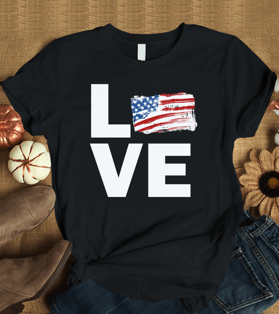 LOVE American Flag Brushstroke T-Shirt