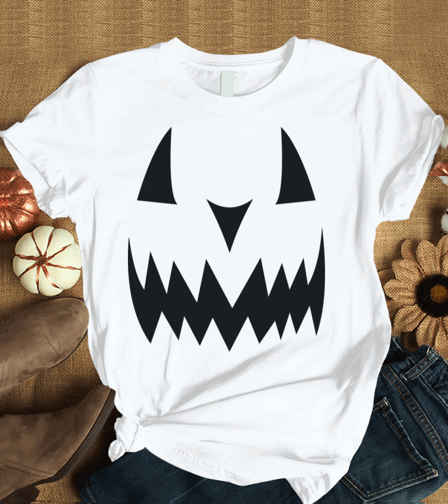 Creepy Pumpkin Monster Face Halloween Ghost T-Shirt