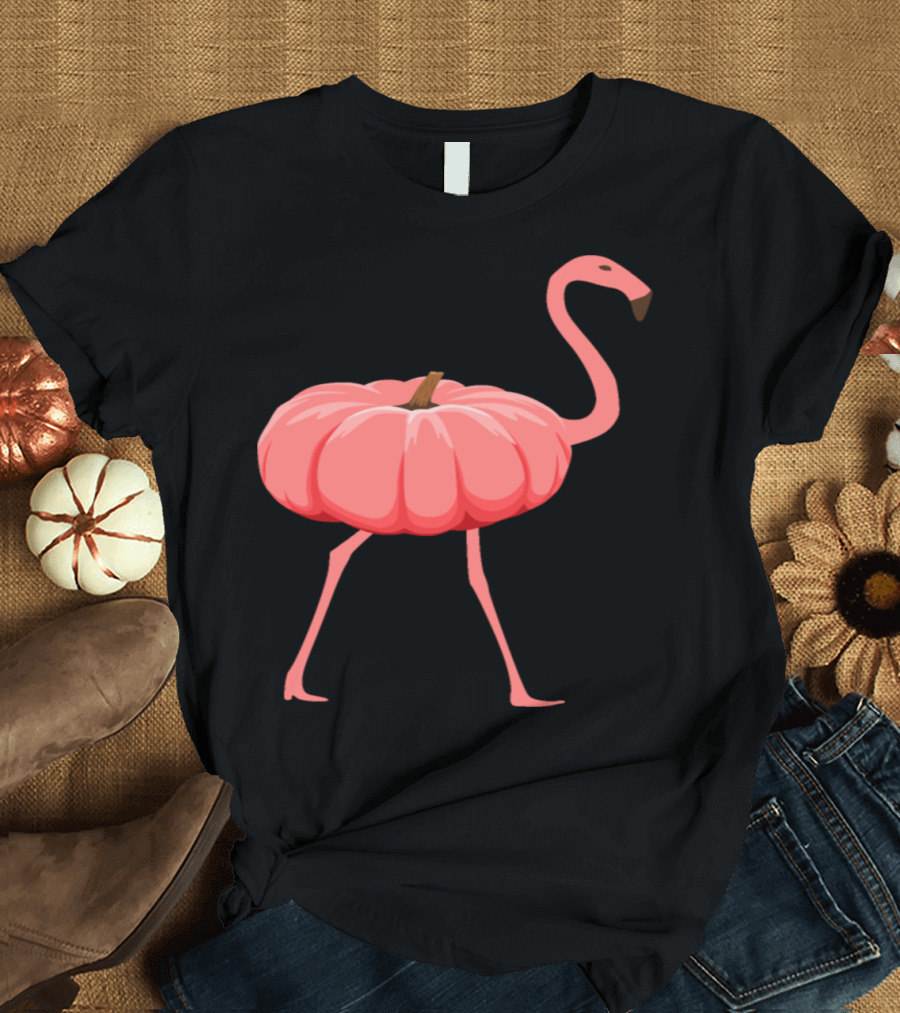 Flamingo Pumpkin Halloween Fusion T-Shirt