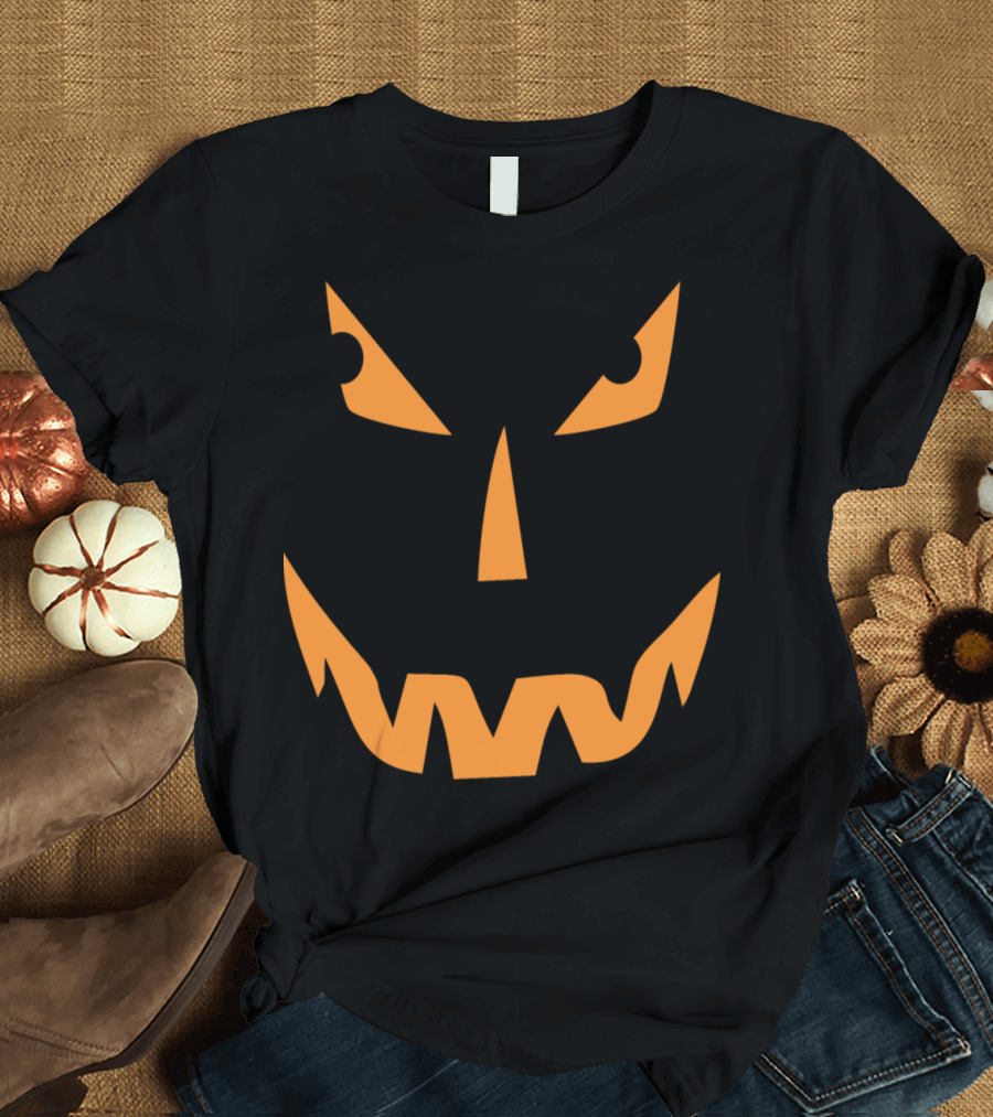 Sinister Halloween Pumpkin Face Grin T-Shirt