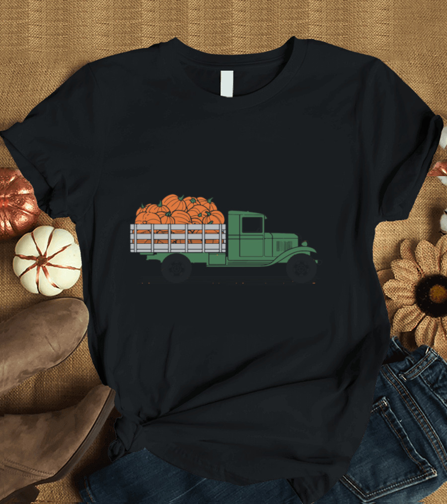 Cute Pumpkin Truck Halloween Fall Harvest T-Shirt