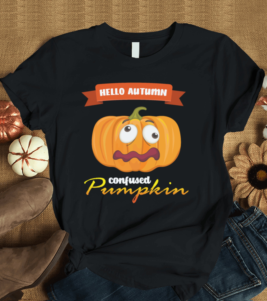 Hello Autumn Confused Pumpkin T-Shirt