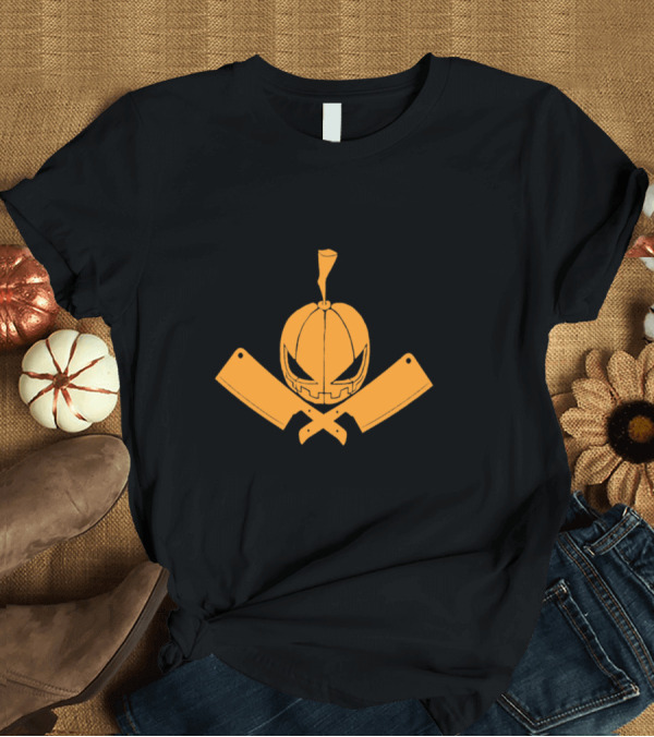 T-Shirt: Pumpkill Jack-o'-Lantern Crossed Cleavers T-Shirt Pumpkill Jack-o'-Lantern Crossed Cleavers T-Shirt