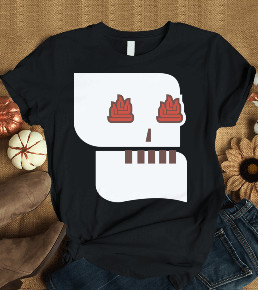 Seedy Underbelly T2 Skeleton Face with Red Fire Eye Motif T-Shirt