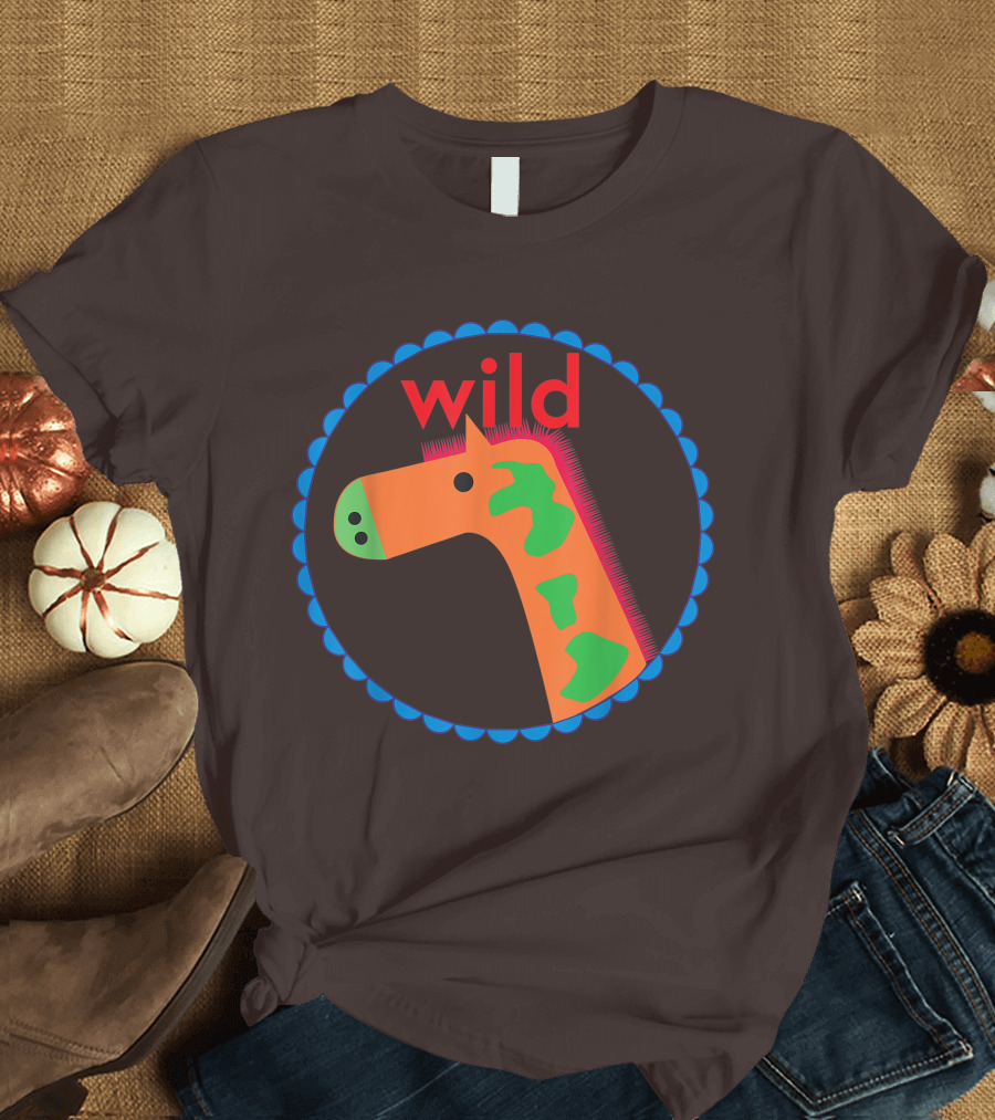 Wild Horse Multicolored Pattern Circle T-Shirt