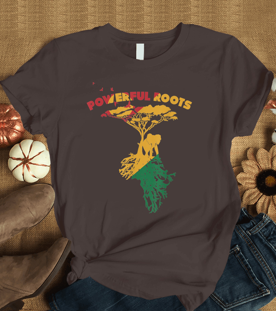 Powerful Roots Black History Month African American Elephant Tree Africa Vibes T-Shirt