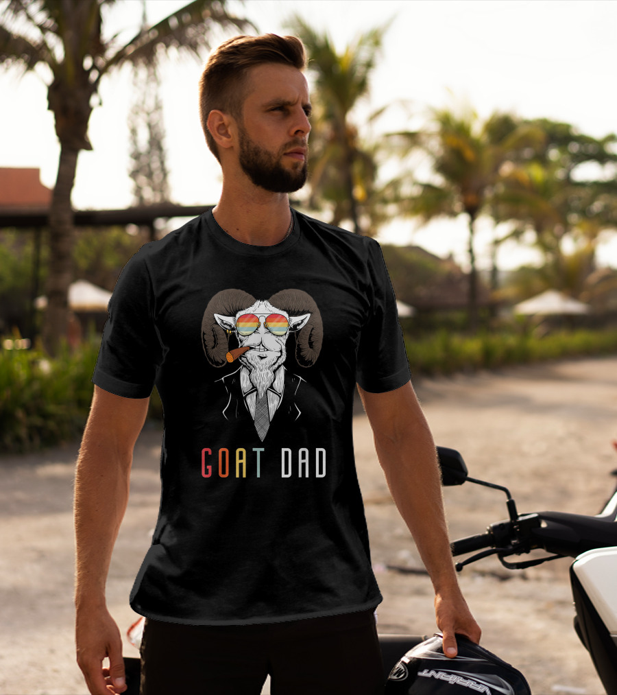 GOAT DAD Cool Sunglasses And Pipe Smoking Ram T-Shirt