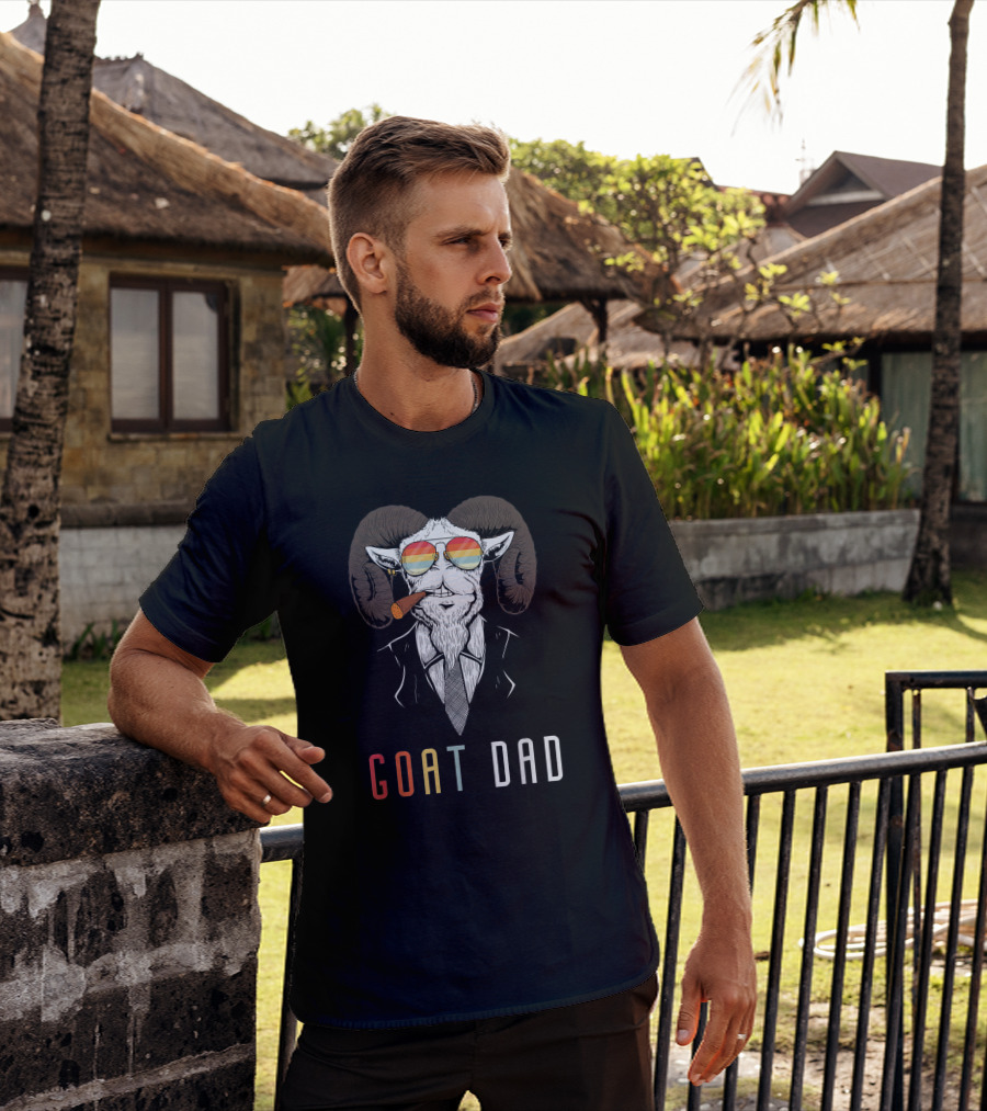 GOAT DAD Cool Sunglasses And Pipe Smoking Ram T-Shirt