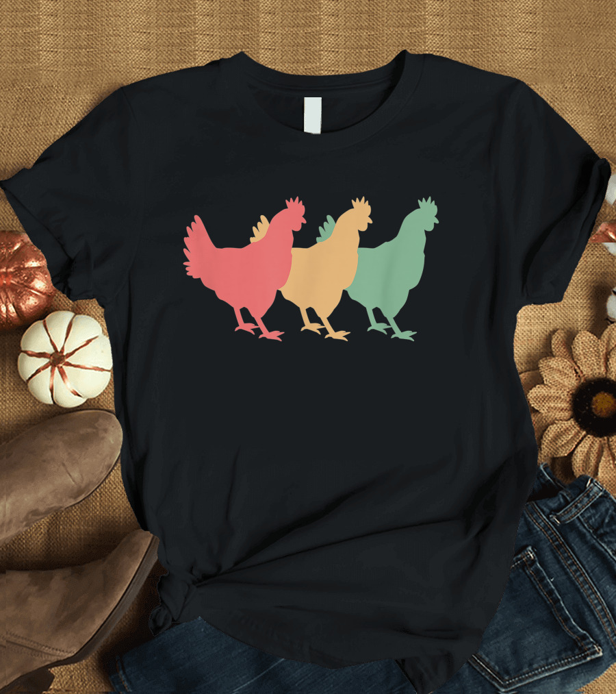 Funny Vintage Chicken Trio Retro T-Shirt