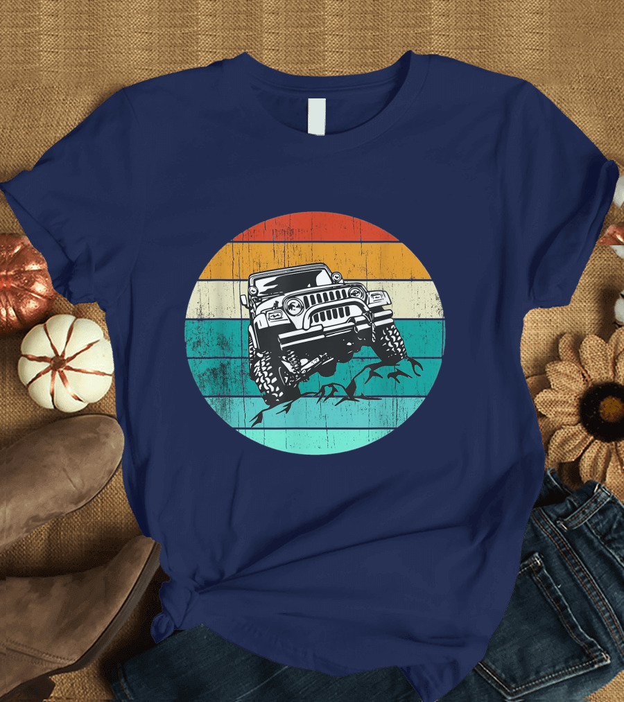 Off Road 4x4 Vehicle Retro Sunset Adventure Jeep Wrangler T-Shirt