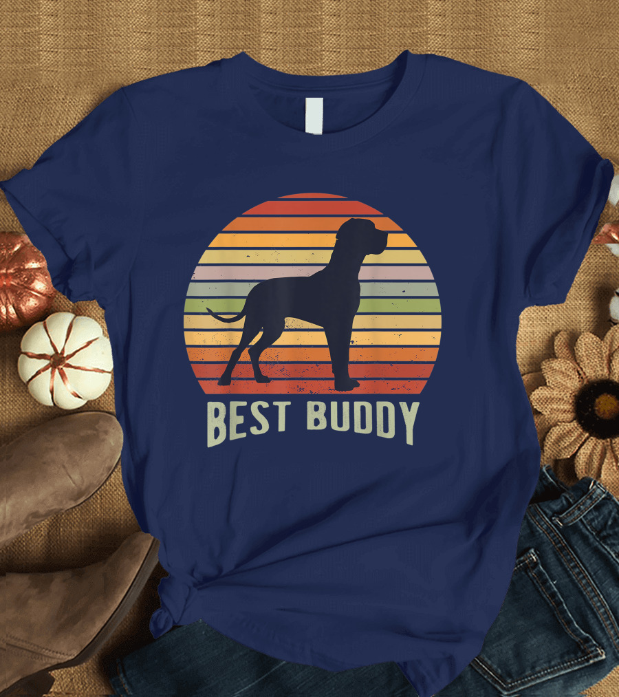Best Buddy Vintage Dog Silhouette Retro Sunset T-Shirt
