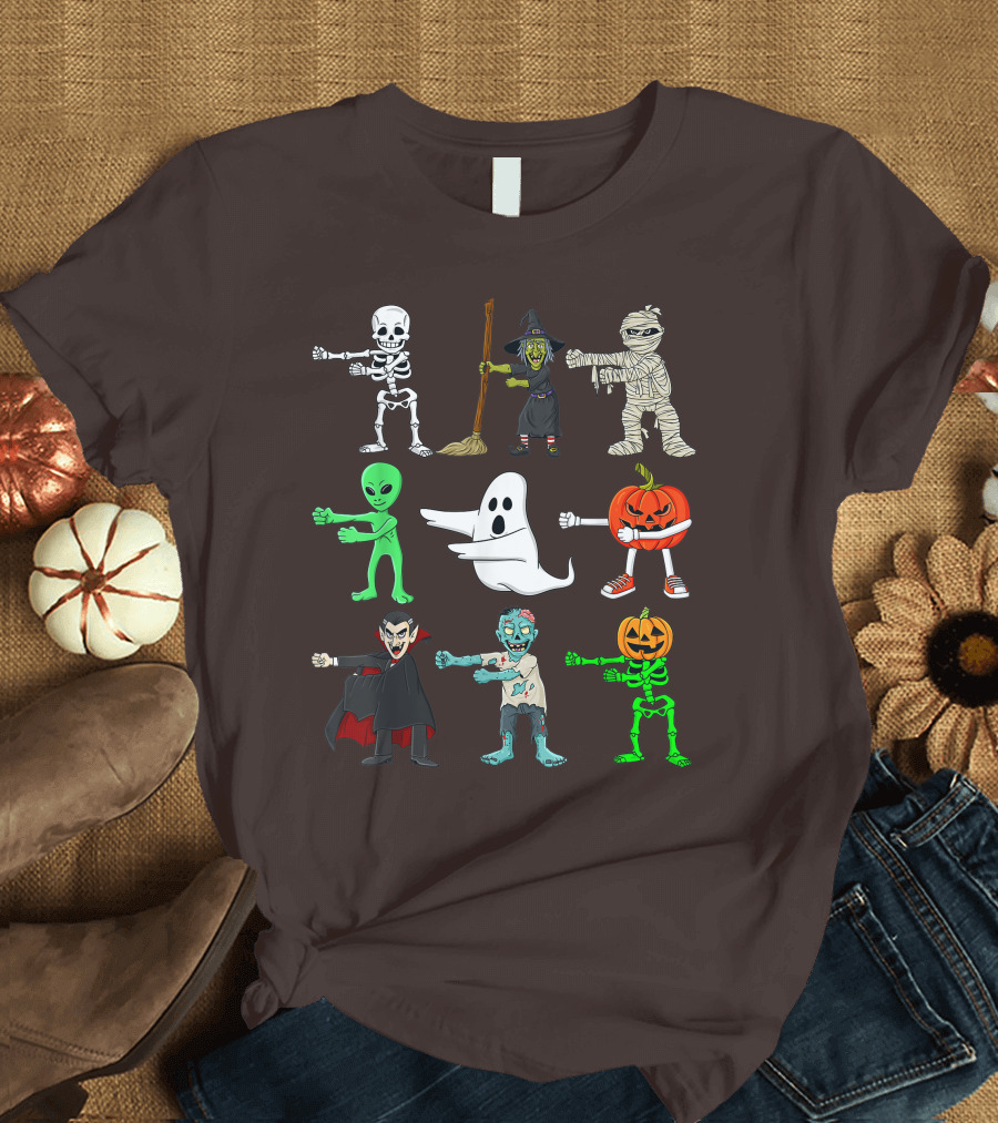 Halloween Floss Like A Boss Skeleton Witch Mummy Alien Ghost Pumpkin Dracula Zombie T-Shirt