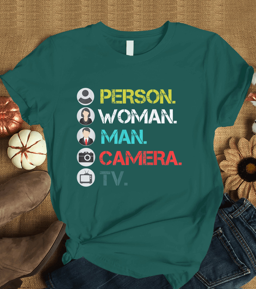 PERSON WOMAN MAN CAMERA TV Circle Icons T-Shirt
