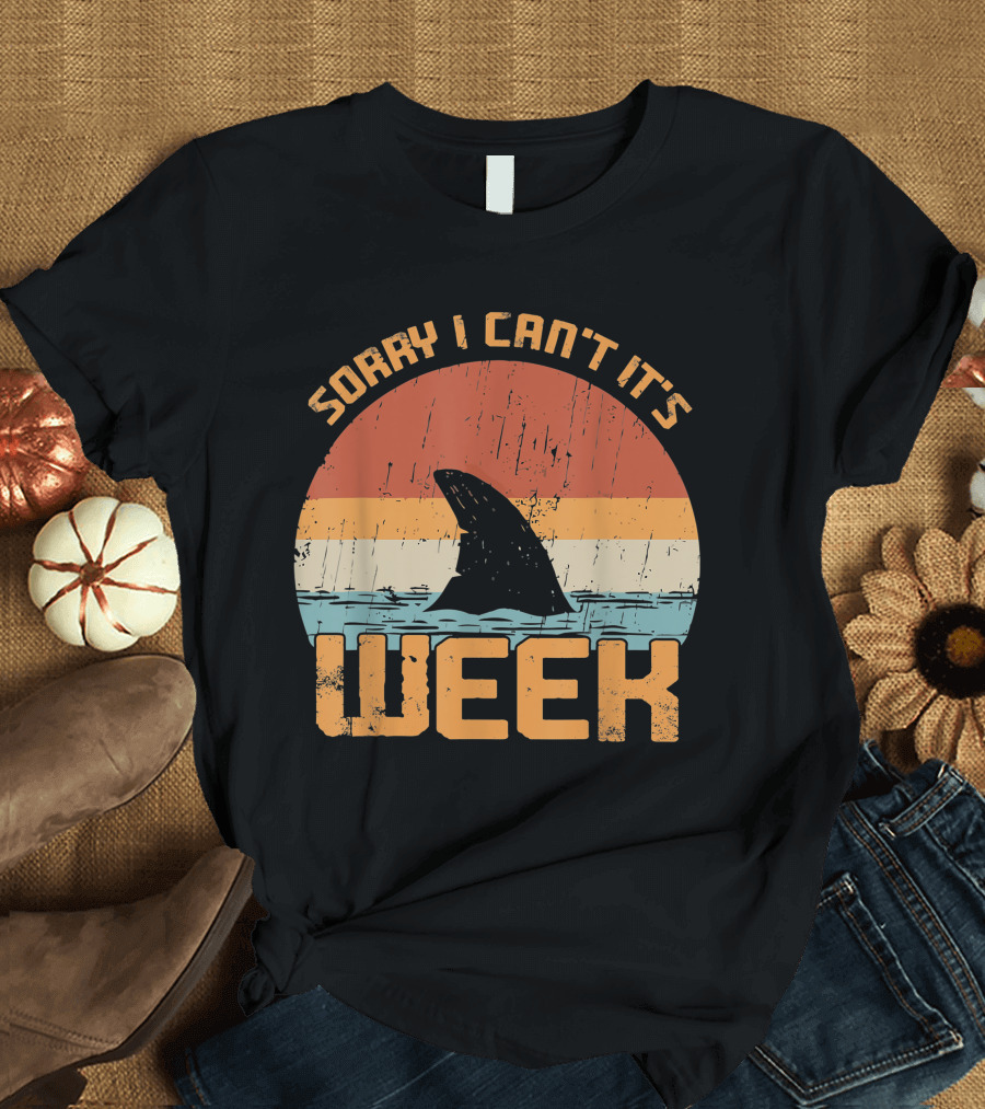 Vintage Sorry I Can't It's Week Funny Shark T-Shirt