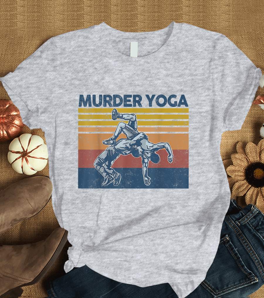 Murder Yoga Funny Vintage Brazilian Jiu Jitsu Wrestling T-Shirt