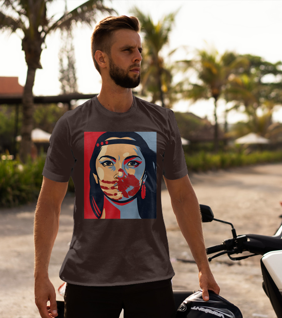 MMIW Awareness Stolen Sisters Indigenous Woman Red Handprint T-Shirt