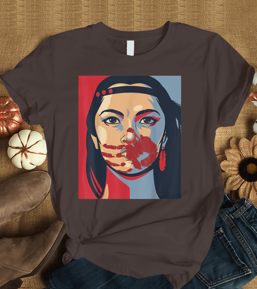 MMIW Awareness Stolen Sisters Indigenous Woman Red Handprint T-Shirt