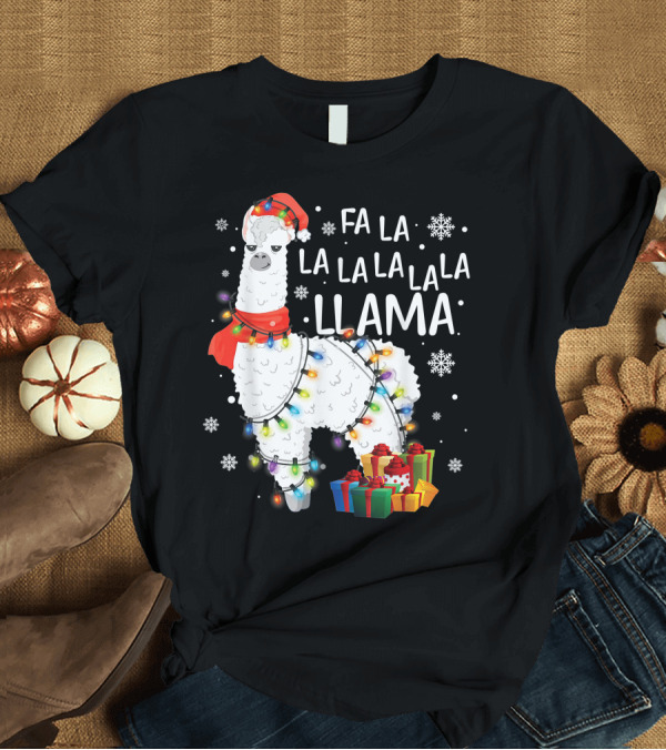 T-Shirt: Fa La La Llama Christmas Lights and Gifts T-Shirt Fa La La Llama Christmas Lights and Gifts T-Shirt